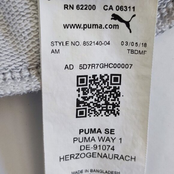 Puma sweatshirt / track jacket full zip printed sleeve light grey woman's size L - Picture 5 of 10